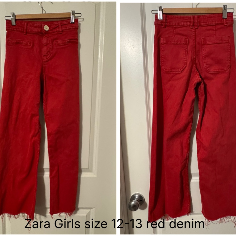 Zara Red Cropped Girls Jeans